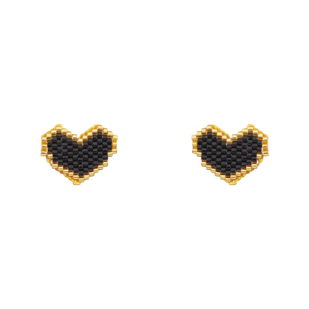 MIYUKI HEART STUD EARRINGS