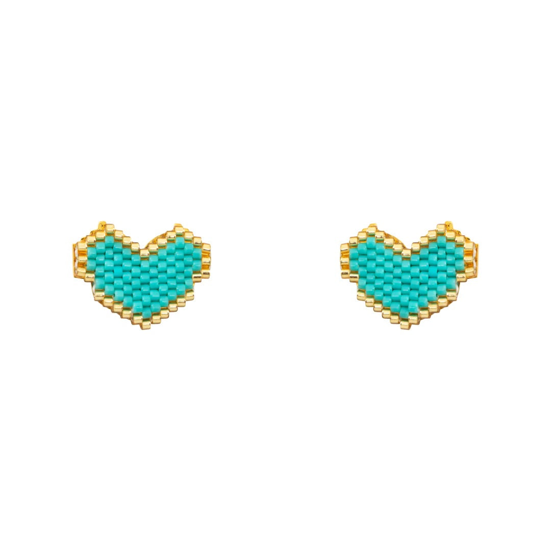 MIYUKI HEART STUD EARRINGS