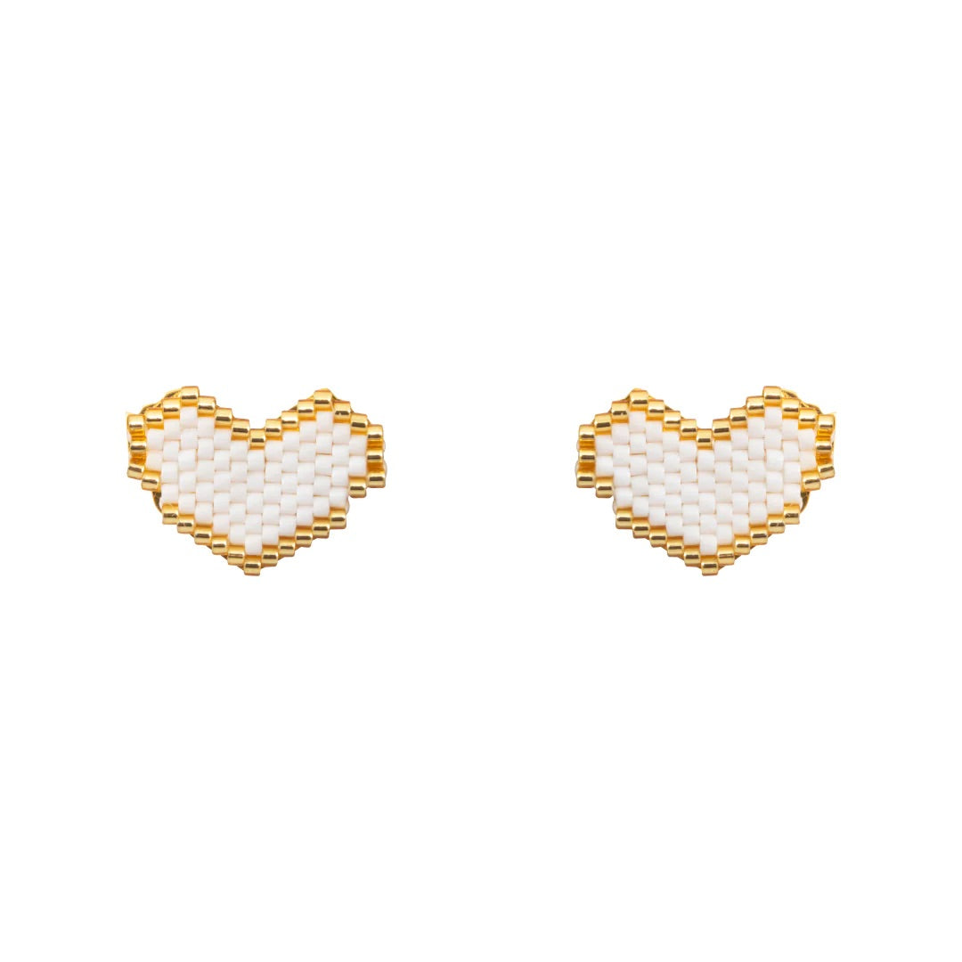 MIYUKI HEART STUD EARRINGS