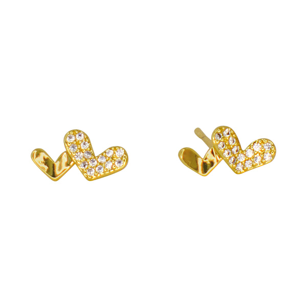 DOUBLE HEART STUD EARRINGS