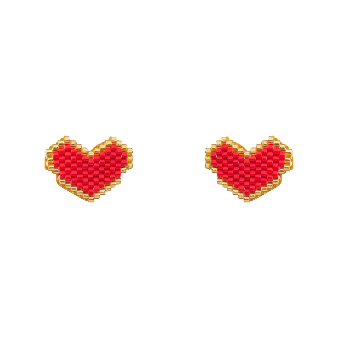 MIYUKI HEART STUD EARRINGS