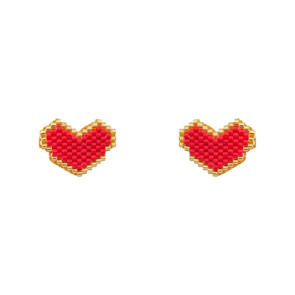 MIYUKI HEART STUD EARRINGS