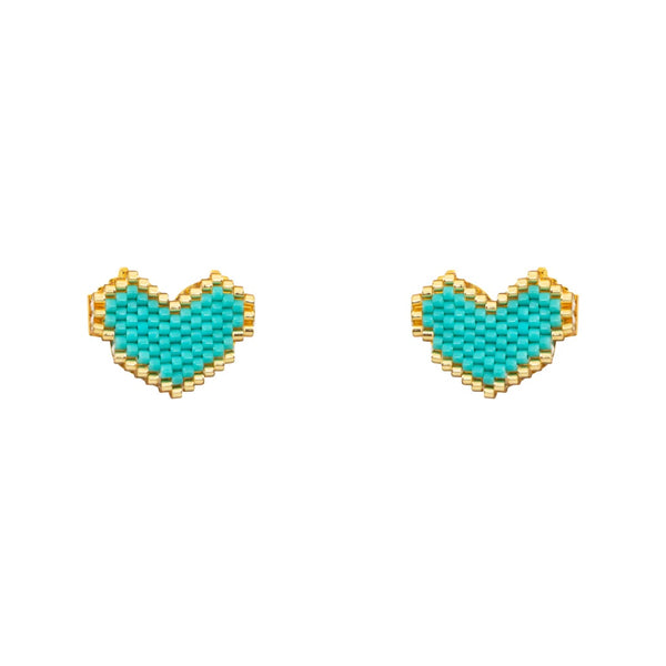 MIYUKI HEART STUD EARRINGS